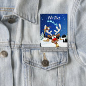 Funny Reindeer Peeking Christmas Meme  Button (Insitu)