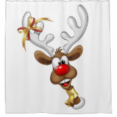 Funny Reindeer Peeking Christmas Meme  Duschvorhang (Vorderseite)