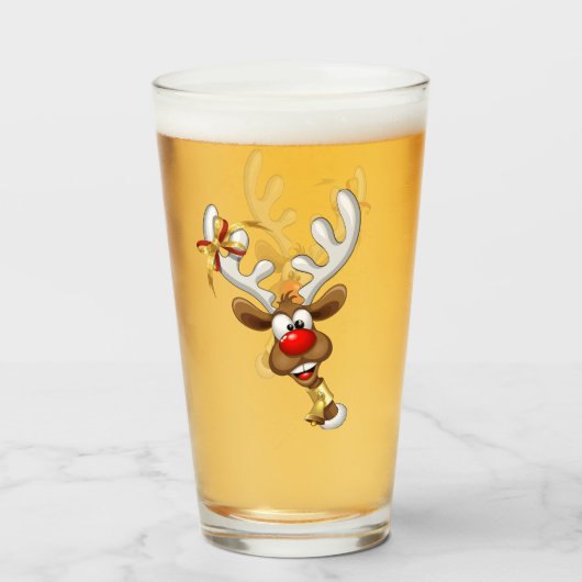 Funny Reindeer Peeking Christmas Meme  Glas (Vorne (Gefüllt))