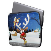 Funny Reindeer Peeking Christmas Meme  Laptopschutzhülle (Vorderseite Links)