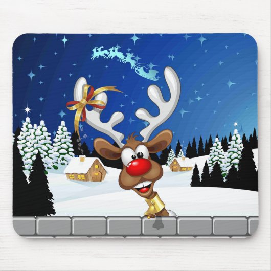 Funny Reindeer Peeking Christmas Meme  Mousepad (Vorne)