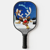 Funny Reindeer Peeking Christmas Meme  Pickleball Schläger (Rückseite)