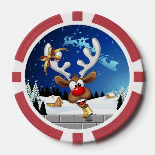 Funny Reindeer Peeking Christmas Meme  Pokerchips (Vorderseite)
