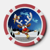 Funny Reindeer Peeking Christmas Meme  Pokerchips (Rückseite)