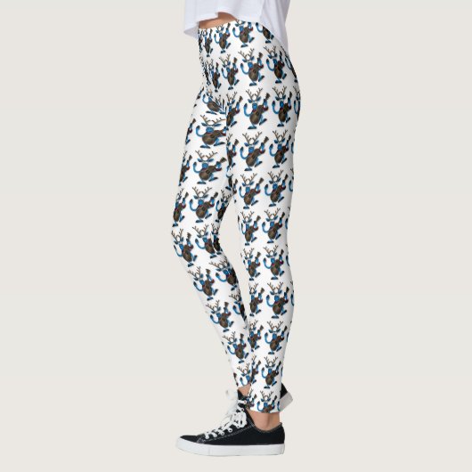 Funny Reindeer Playing Gitarre Weihnachts-Leggings Leggings (Links)