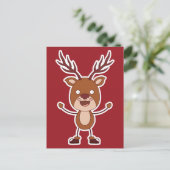 Funny Reindeer Postkarte (Stehend Vorderseite)