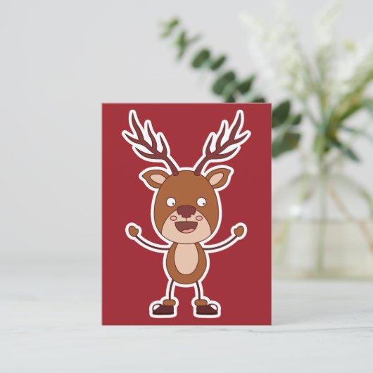 Funny Reindeer Postkarte (Stehend Vorderseite)