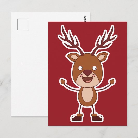 Funny Reindeer Postkarte (Vorne/Hinten)