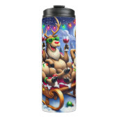Funny Reindeer Relaxen mit Wein Thermosbecher (Vorderseite)