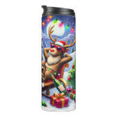 Funny Reindeer Relaxen mit Wein Thermosbecher (Nach rechts gedreht)