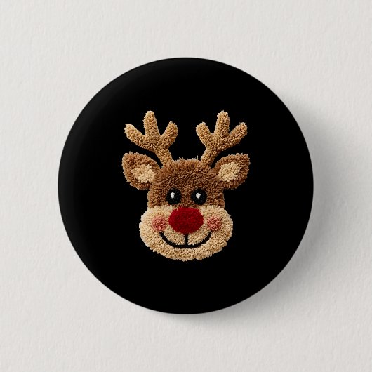 Funny Reindeer Rudolph Crochet Merry Christmas Xma Button (Vorderseite)