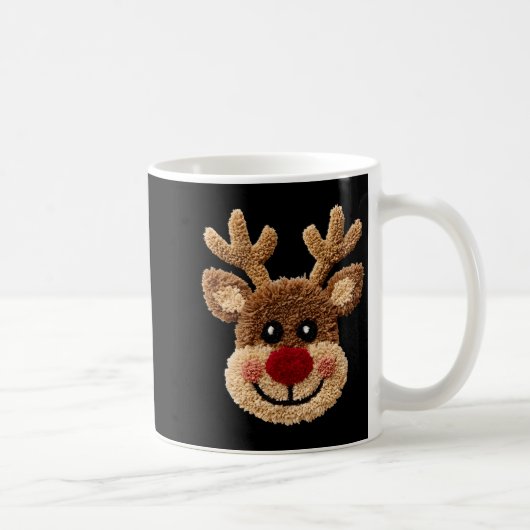 Funny Reindeer Rudolph Crochet Merry Christmas Xma Kaffeetasse (Rechts)