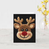 Funny Reindeer Rudolph Crochet Merry Christmas Xma Karte (Gelbe Blume)