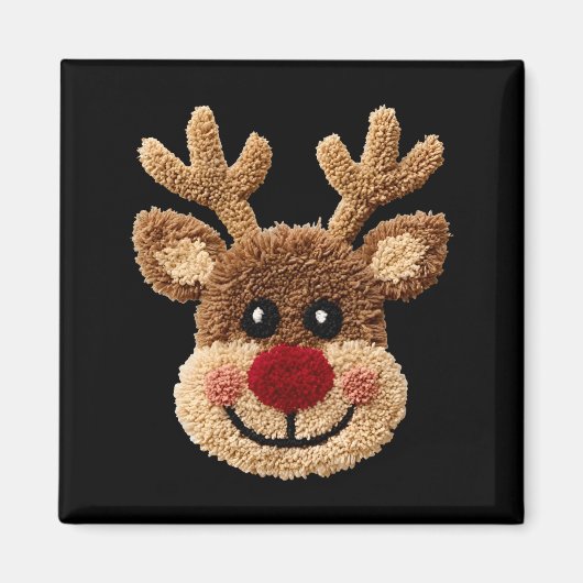 Funny Reindeer Rudolph Crochet Merry Christmas Xma Magnet (Vorne)