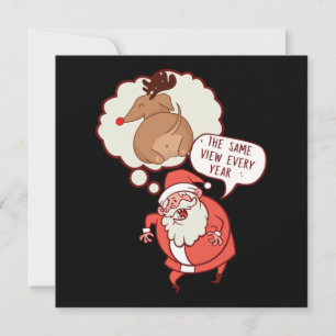 Funny Reindeer Santa Claus Christmas New Year Xmas Einladung