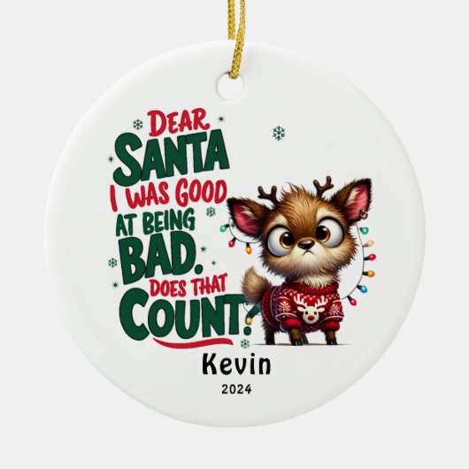 Funny Reindeer Sehr geehrte Weihnachten Schönheit Keramik Ornament (Vorne)