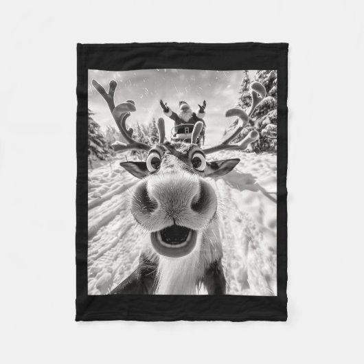 Funny Reindeer Selfie Christmas  Fleecedecke (Vorderseite)