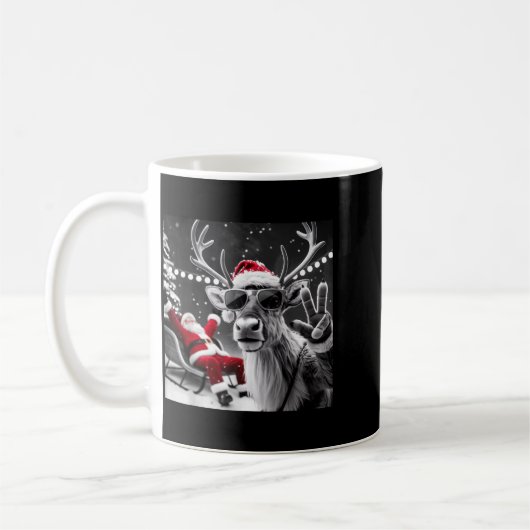 Funny Reindeer Selfie Christmas  Kaffeetasse (Links)
