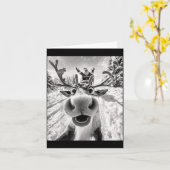 Funny Reindeer Selfie Christmas  Karte (Gelbe Blume)