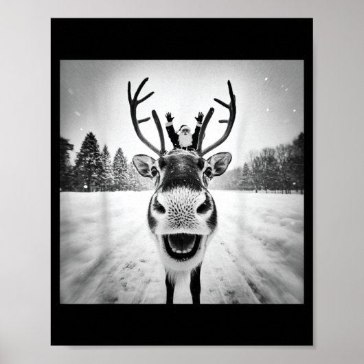 Funny Reindeer Selfie Christmas Men Women Boys And Poster (Vorne)