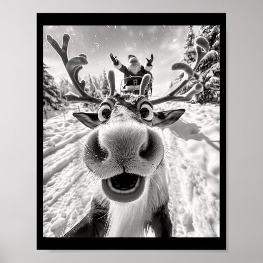 Funny Reindeer Selfie Christmas Poster (Vorne)