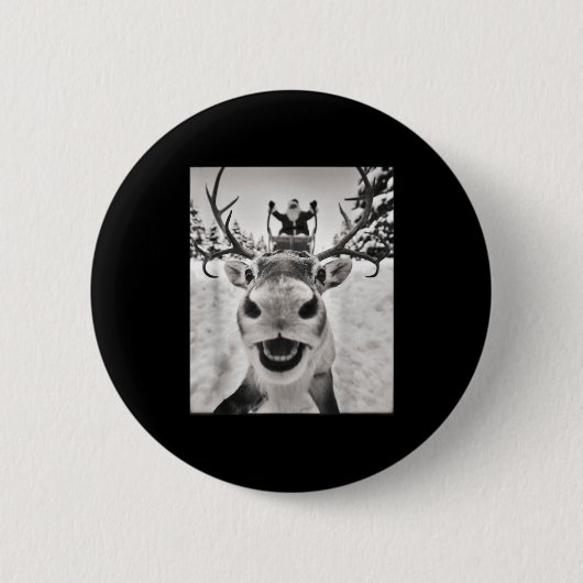 Funny Reindeer Selfie Christmas Santa Funny Kids Button (Vorderseite)