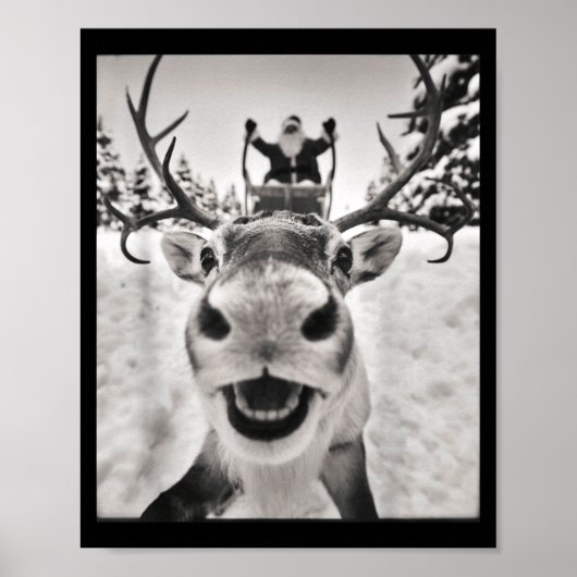 Funny Reindeer Selfie Christmas Santa Funny Kids Poster (Vorne)