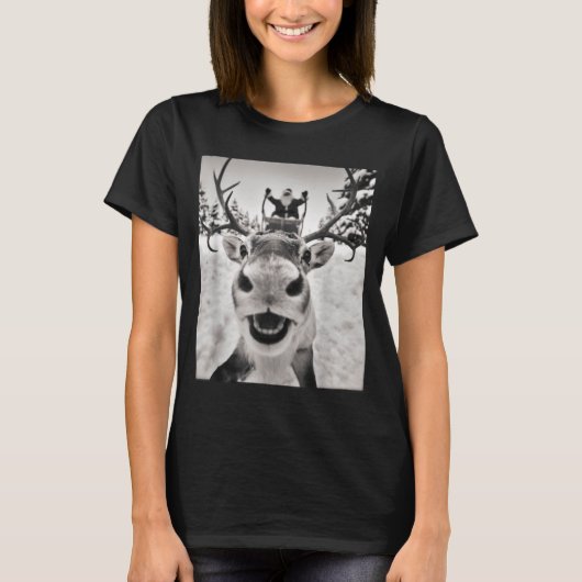 Funny Reindeer Selfie Christmas Santa Funny Kids T-Shirt (Vorderseite)