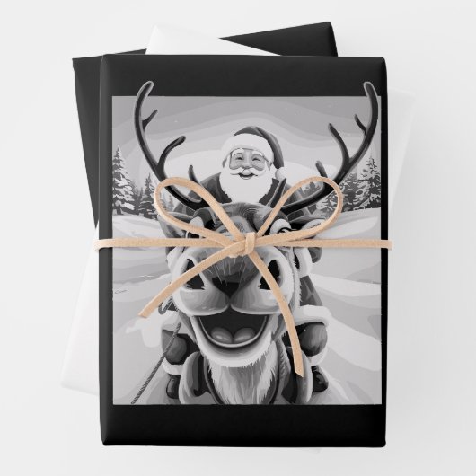 Funny Reindeer Selfie Christmas Santa Geschenkpapier Set (Beispiel)