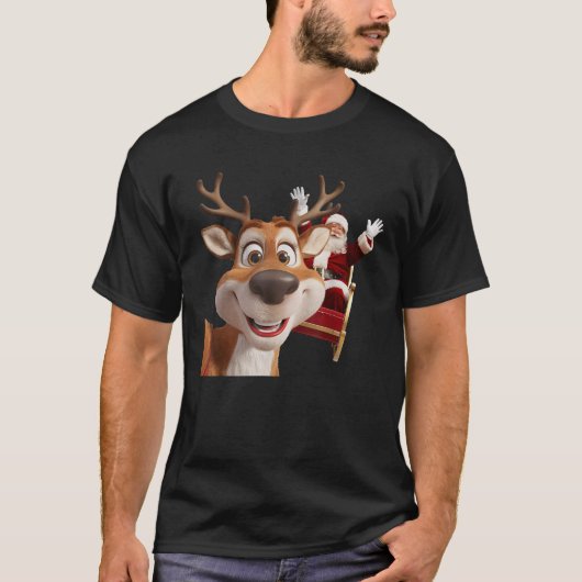 Funny Reindeer Selfie Christmas T-Shirt (Vorderseite)