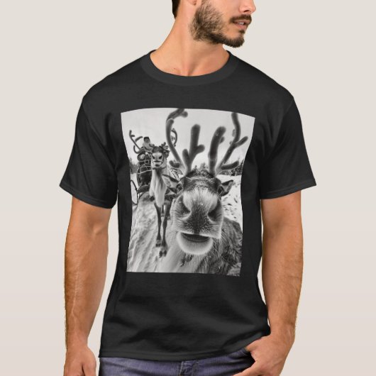 Funny Reindeer Selfie Christmas T-Shirt (Vorderseite)