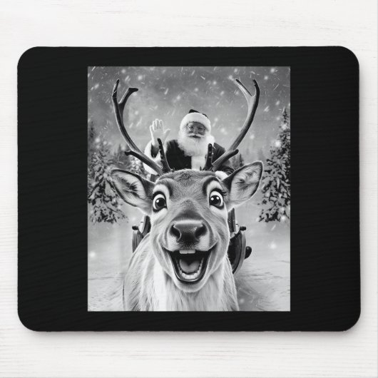Funny Reindeer Selfie Santa Christmas Men Women Ki Mousepad (Vorne)