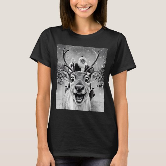 Funny Reindeer Selfie Santa Christmas Men Women Ki T-Shirt (Vorderseite)