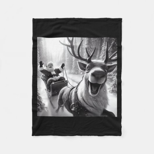 Funny Reindeer Selfie Santa Christmas Shirts Men W Fleecedecke (Vorderseite)