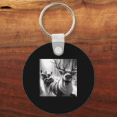 Funny Reindeer Selfie Santa Christmas Shirts Men W Schlüsselanhänger (Vorderseite)