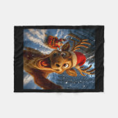 Funny Reindeer Selfie Santa Merry Christmas Men Wo Fleecedecke (Vorderseite (Horizontal))