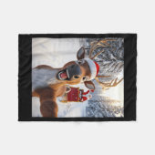 Funny Reindeer Selfie Santa Merry Christmas Men Wo Fleecedecke (Vorderseite (Horizontal))