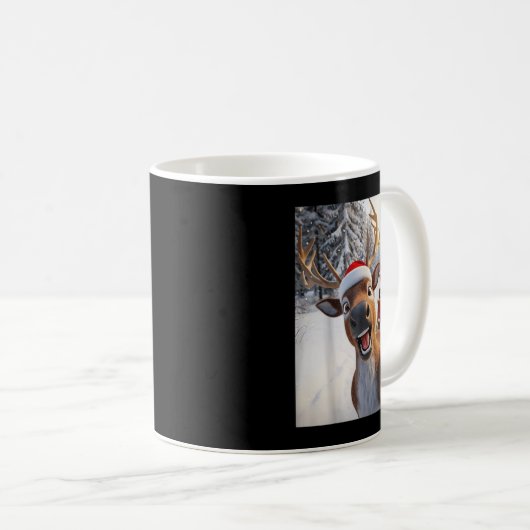 Funny Reindeer Selfie Santa Merry Christmas Men Wo Kaffeetasse (VorderseiteRechts)
