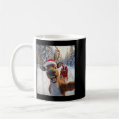 Funny Reindeer Selfie Santa Merry Christmas Men Wo Kaffeetasse (Links)