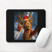 Funny Reindeer Selfie Santa Merry Christmas Men Wo Mousepad (Mit Mouse)
