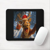 Funny Reindeer Selfie Santa Merry Christmas Men Wo Mousepad (Mit Mouse)