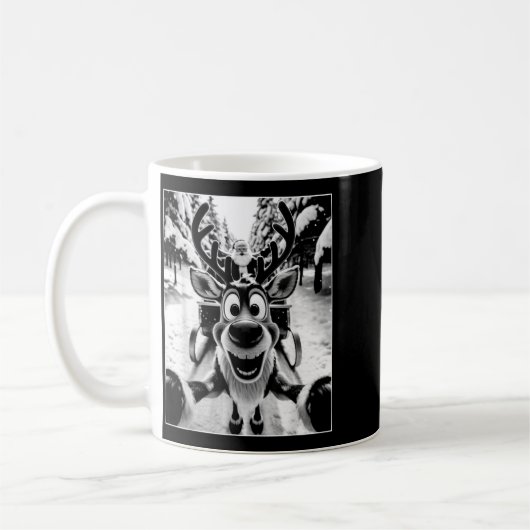 Funny Reindeer Selfie Santa Sleigh Christmas Holid Kaffeetasse (Links)