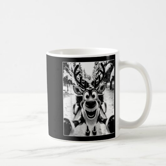 Funny Reindeer Selfie Santa Sleigh Christmas Holid Kaffeetasse (Rechts)