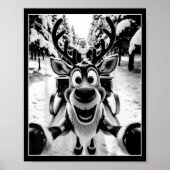 Funny Reindeer Selfie Santa Sleigh Christmas Holid Poster (Vorne)