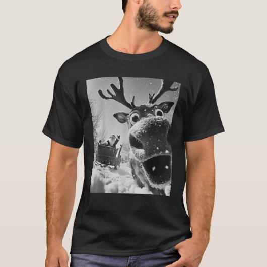 Funny Reindeer Selfie Weihnachtsmann im Weihnachts T-Shirt (Vorderseite)