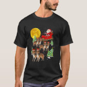 Funny Reindeer Sheltie Dogs With Santa Sleigh Xmas T-Shirt (Vorderseite)