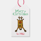 Funny Reindeer Snowflakes Kinder Weihnachtsfeierta Geschenkanhänger (Vorderseite)