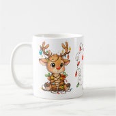 Funny Reindeer Stuck in Christmas Lights Mug Kaffeetasse (Links)