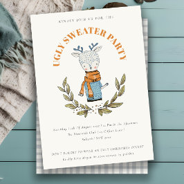 Funny Reindeer Ugly Sweater Weihnachtsfest Party E Feiertagskarte