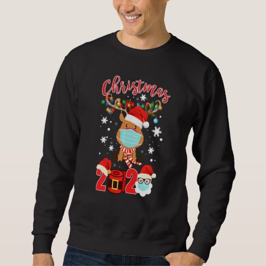 Funny Reindeer Webemaske Tree Light Christm Sweatshirt (Vorderseite)